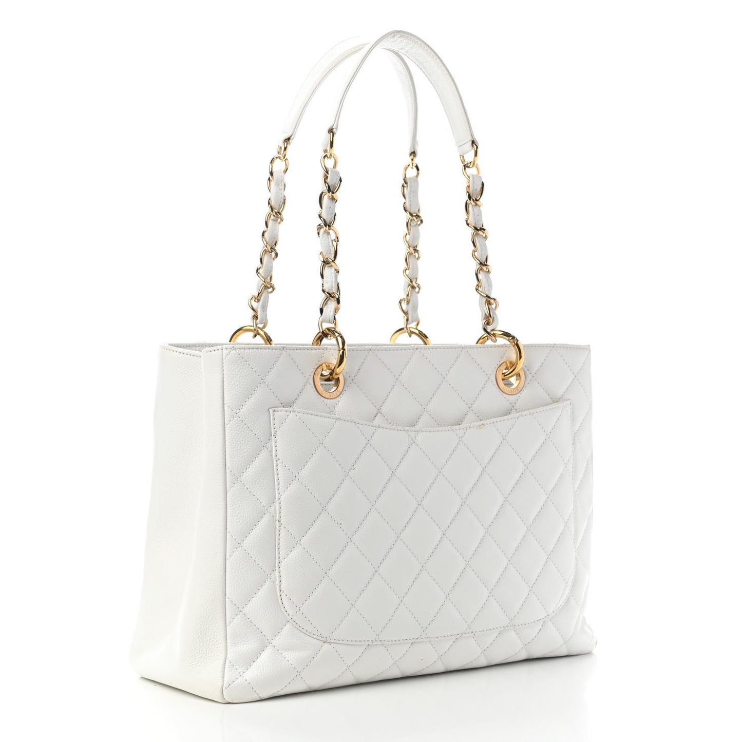 Caviar Quilted Grand Shopping Tote GST White