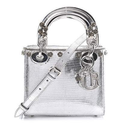 Christian Dior Metallic Lizard Mini Lady Dior Silver 1 of 9