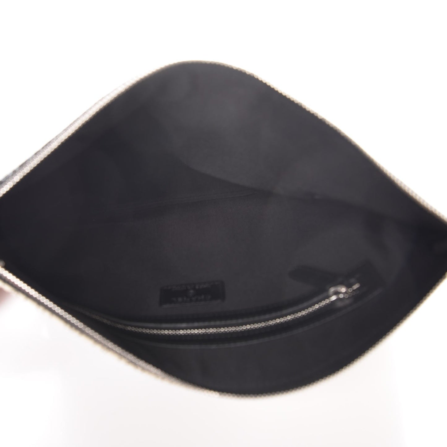 Coated Canvas Camellia Printed Pouch Black Beige