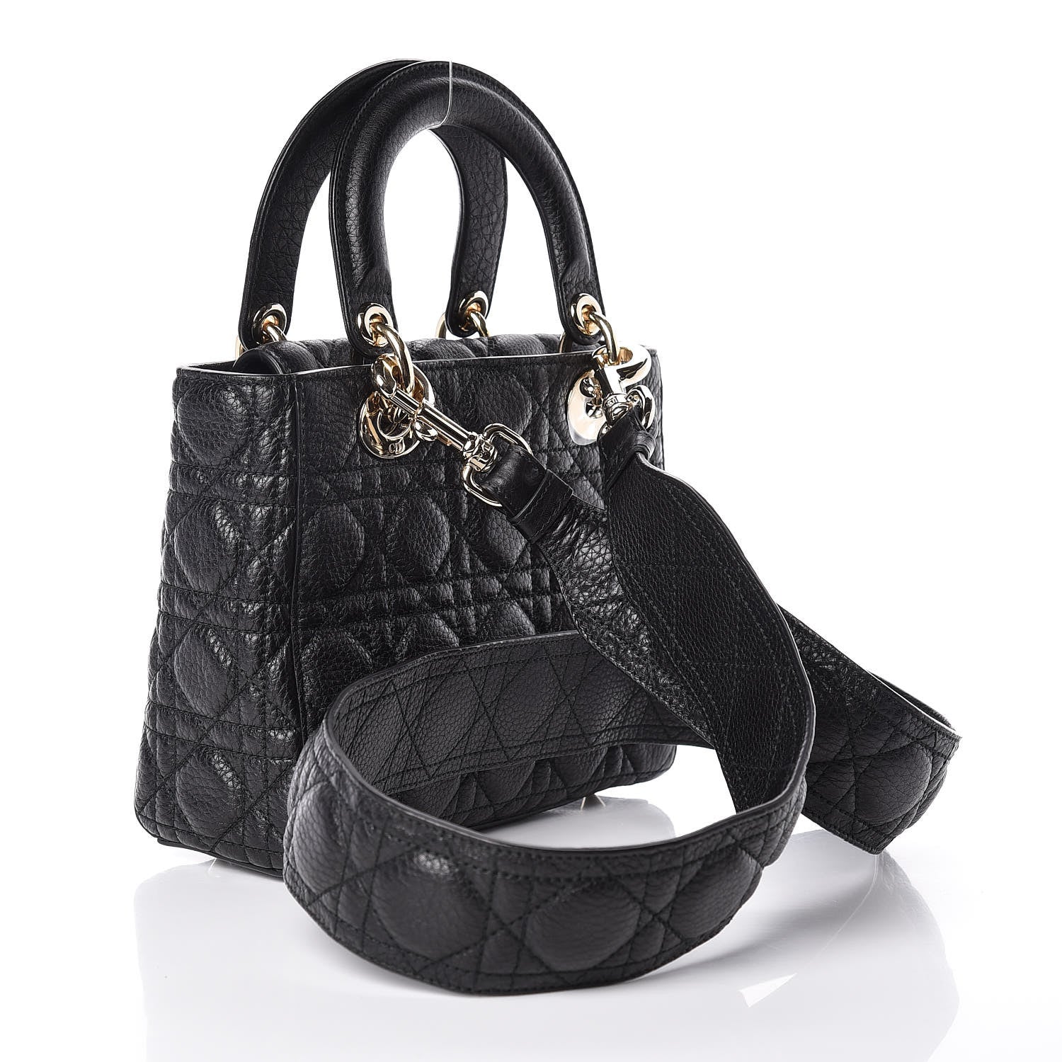 Christian Dior Grained Calfskin Cannage Small Supple Lady Dior Black 3 of 9