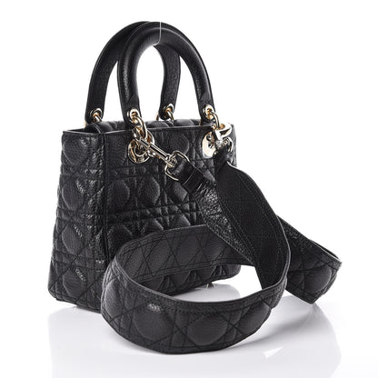 Christian Dior Grained Calfskin Cannage Small Supple Lady Dior Black 3 of 9