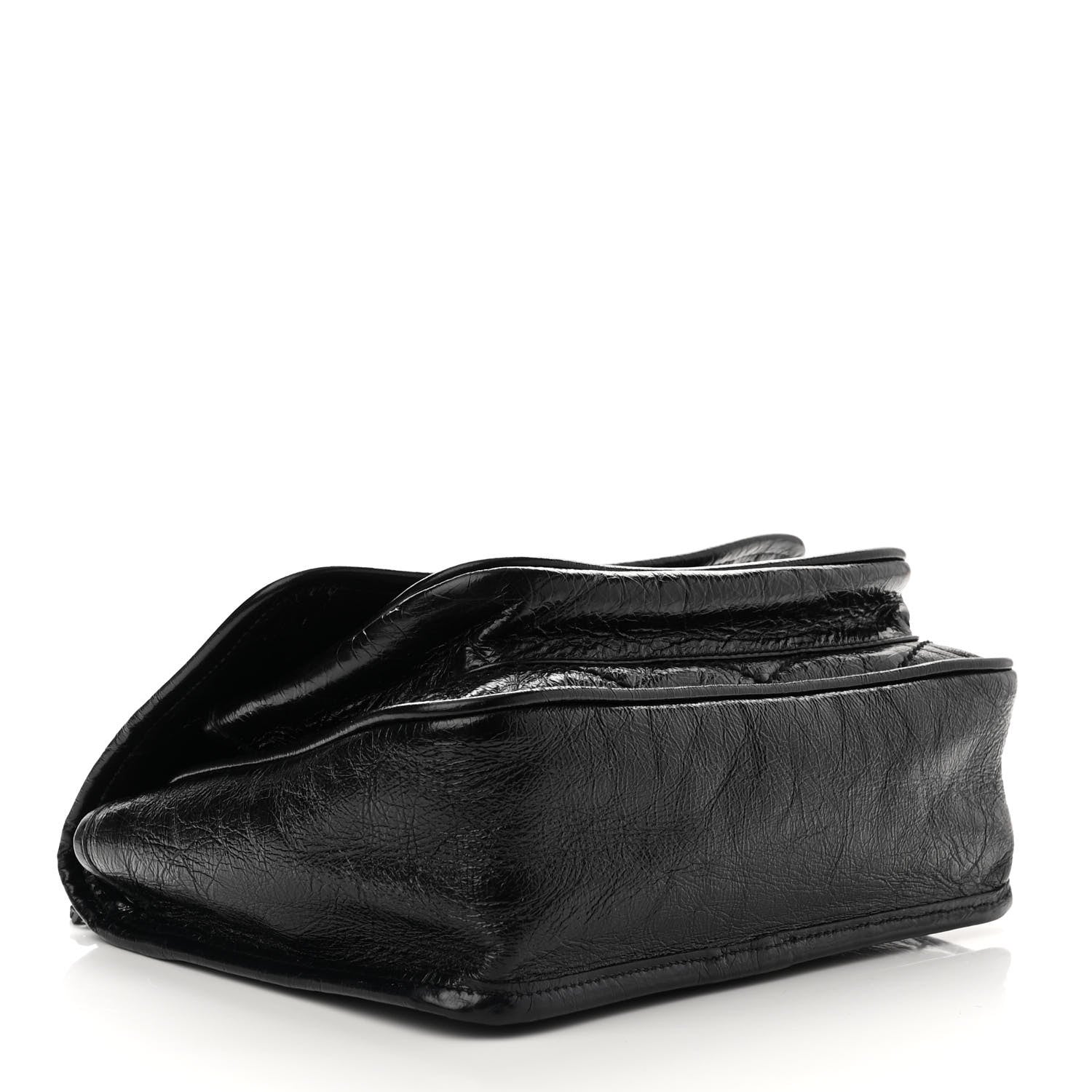 Saint Laurent Crinkled Calfskin Matelasse Monogram Baby Niki Chain Satchel Black 4 of 10