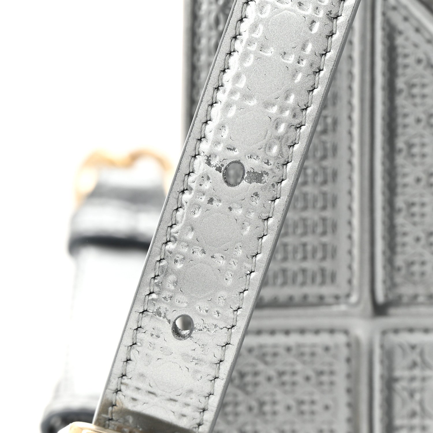 Christian Dior Metallic Patent Micro-Cannage Small Diorama Flap Bag Silver 11 of 13