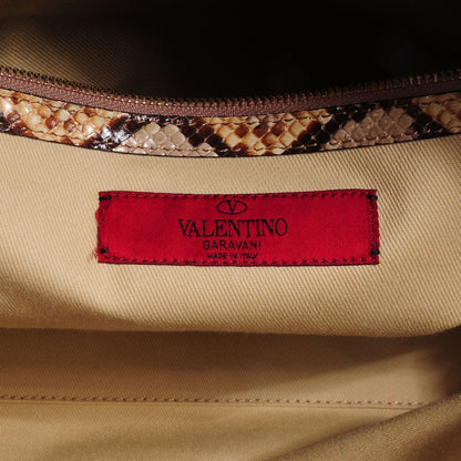 Valentino Garavani Python Rockstud Dome Satchel Ivory 6 of 9