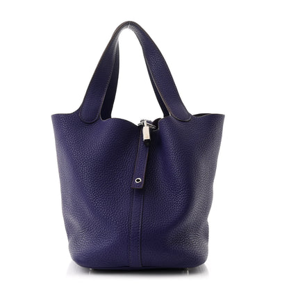 Hermes Taurillon Clemence Picotin Lock 22 MM Iris 1 of 12