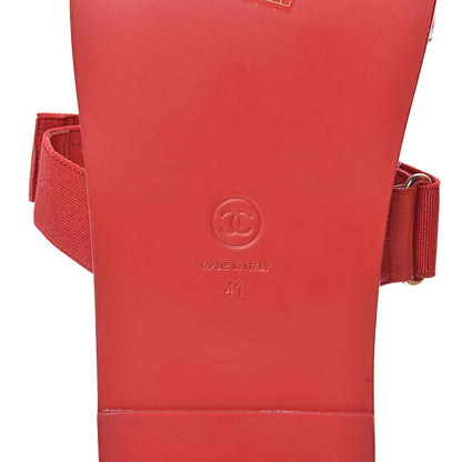 Chanel Lambskin Mules Elastic 41 Red 6 of 7