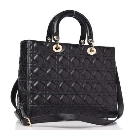 Christian Dior Lambskin Cannage Large Lady Dior Black 3 of 10