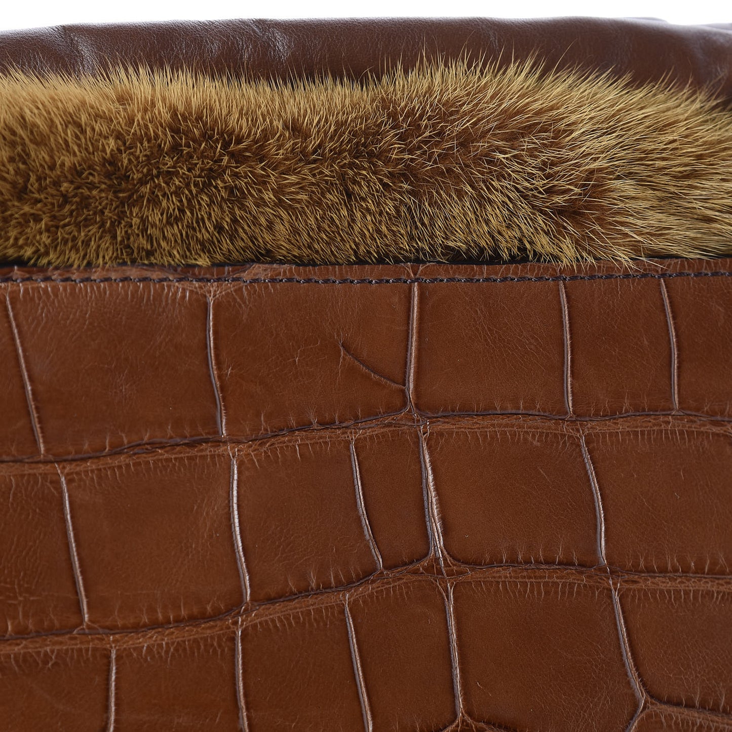 Alligator Mink Little Crush Bag Brown