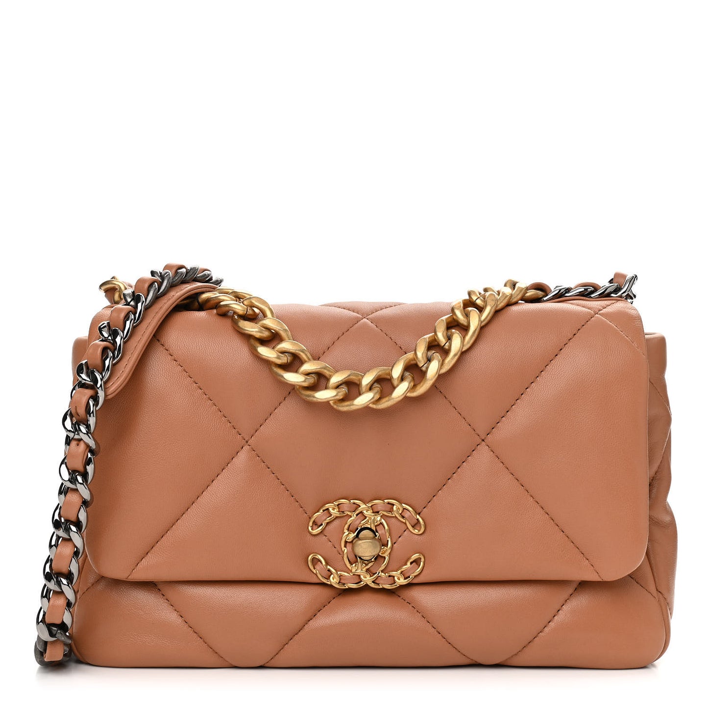 Lambskin Quilted Medium Chanel 19 Flap Brown