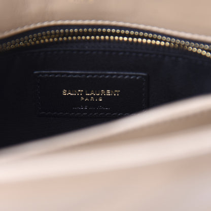 Saint Laurent Calfskin Y Quilted Monogram Toy Loulou Crossbody Bag Latte 8 of 11