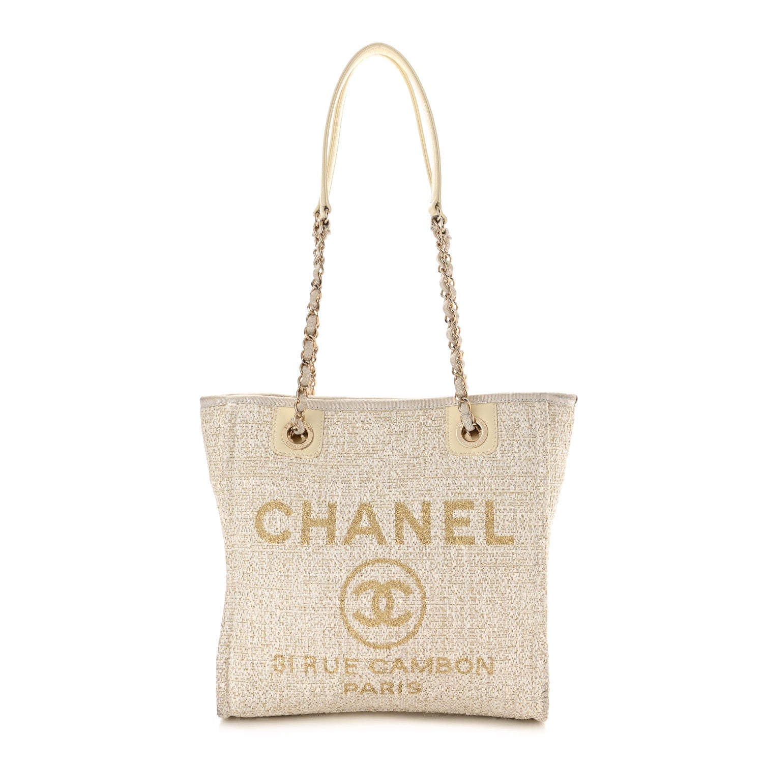 Chanel Lurex Boucle Mini Deauville Tote White 1 of 9