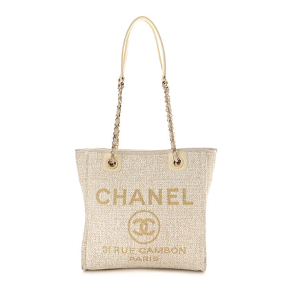 Chanel Lurex Boucle Mini Deauville Tote White 1 of 9