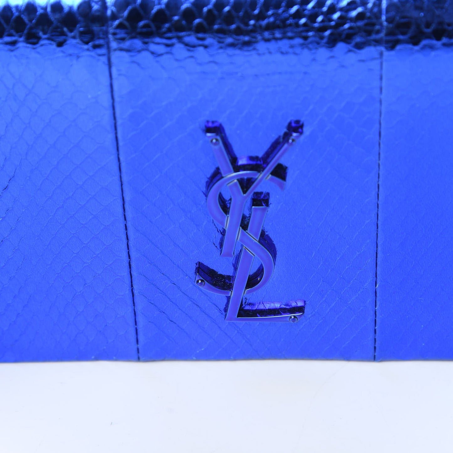 Metallic Ayers Monogram Toy Kate Strap Wallet Blue Black