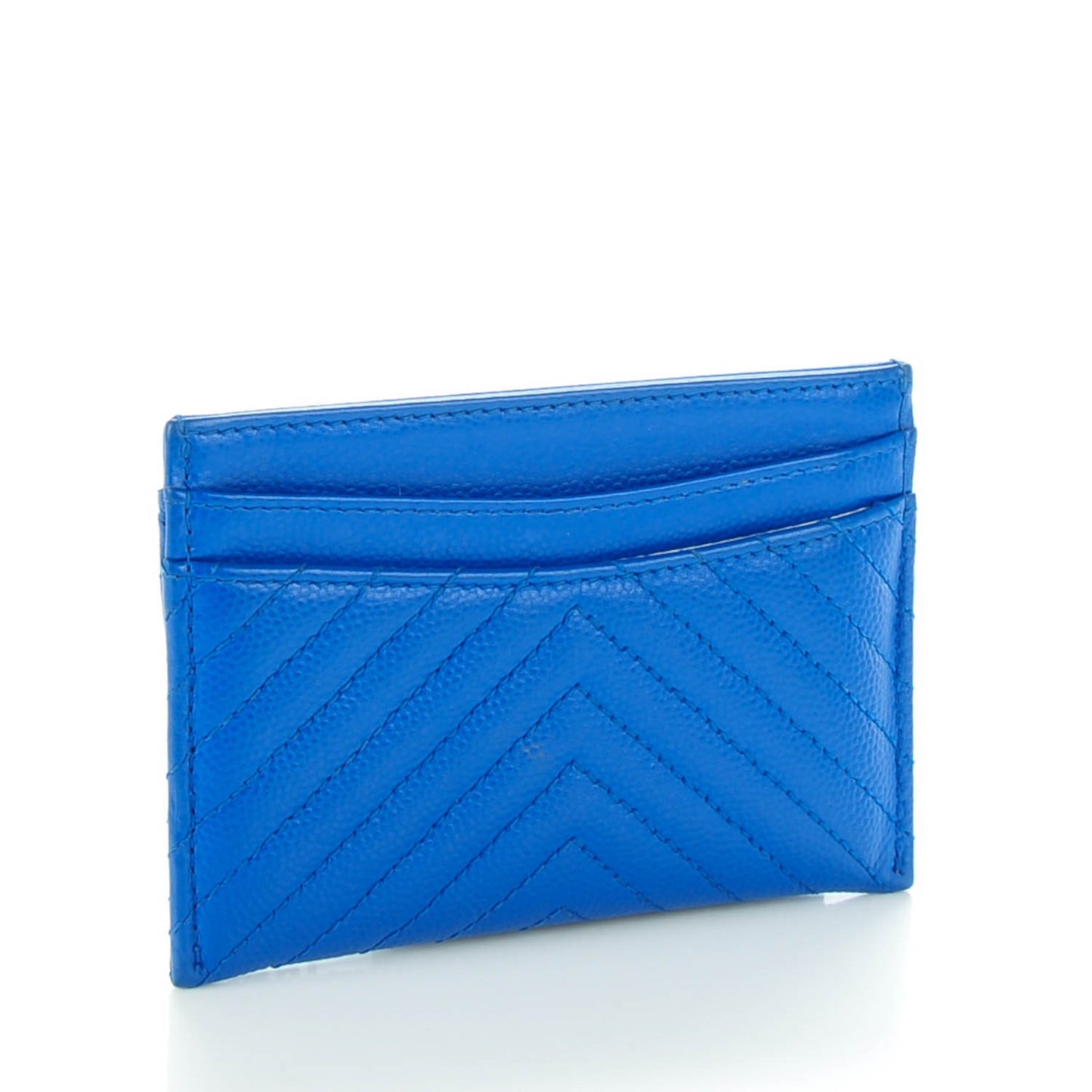 Caviar Chevron Quilted Card Holder Blue