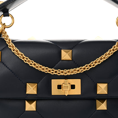 Valentino Garavani Nappa Large Roman Stud Shoulder Bag Marine 7 of 9