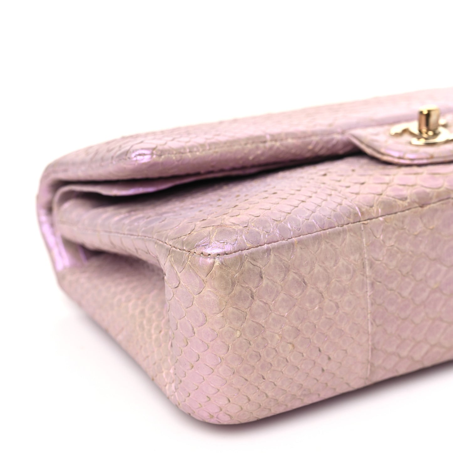 Metallic Snakeskin Medium Double Flap Purple