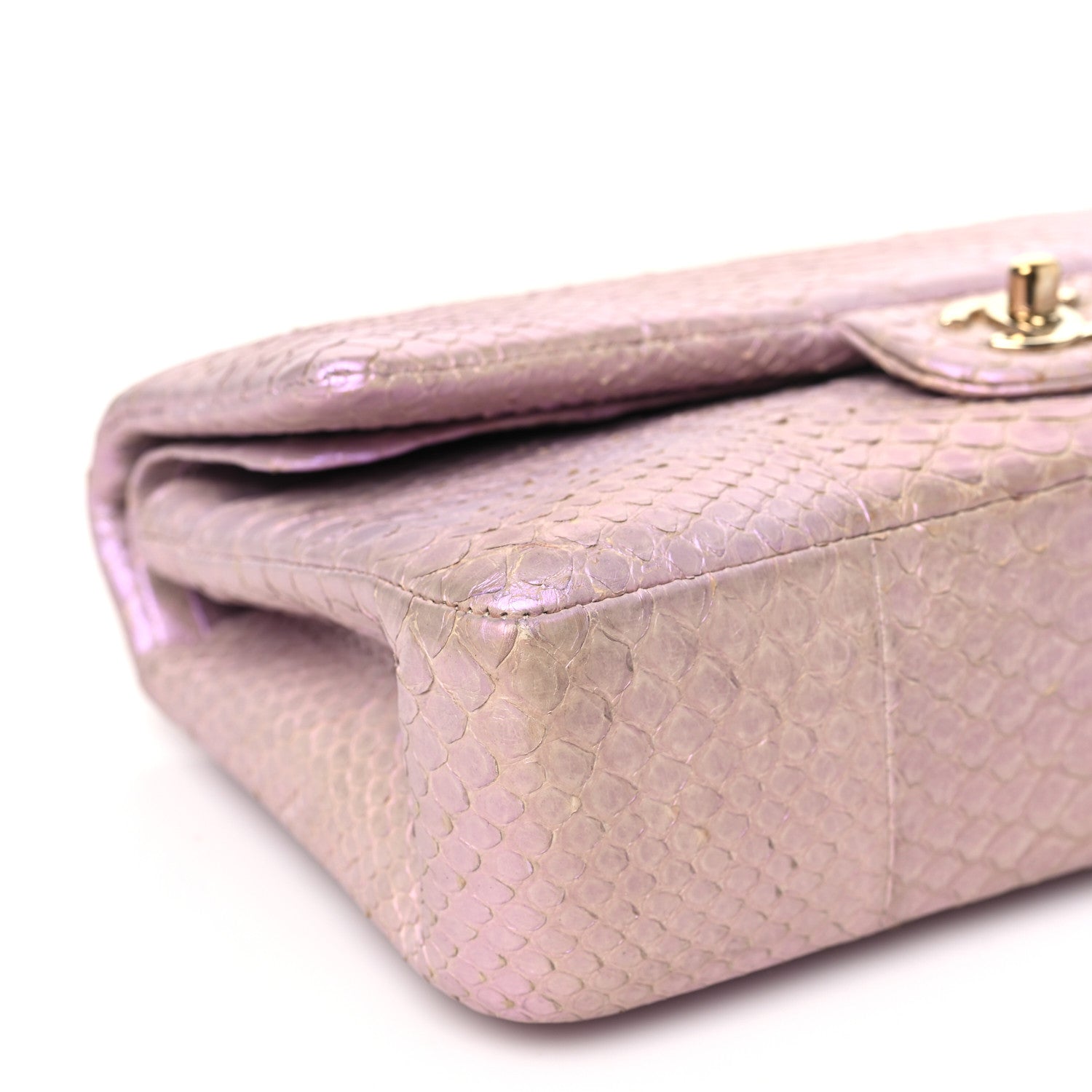 Chanel Metallic Snakeskin Medium Double Flap Purple 9 of 10