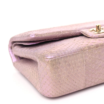 Chanel Metallic Snakeskin Medium Double Flap Purple 9 of 10