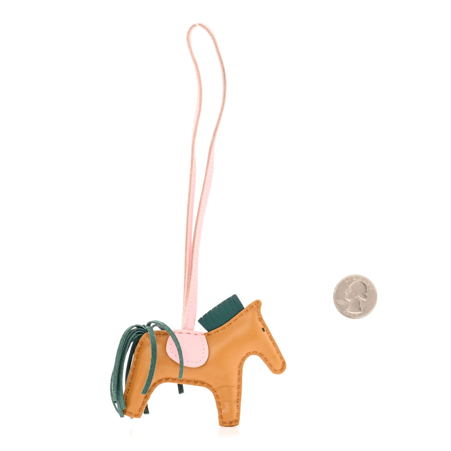 Hermes Milo Lambskin Grigri Rodeo Horse Bag Charm PM Sesame Malachite Rose Sakura 2 of 5