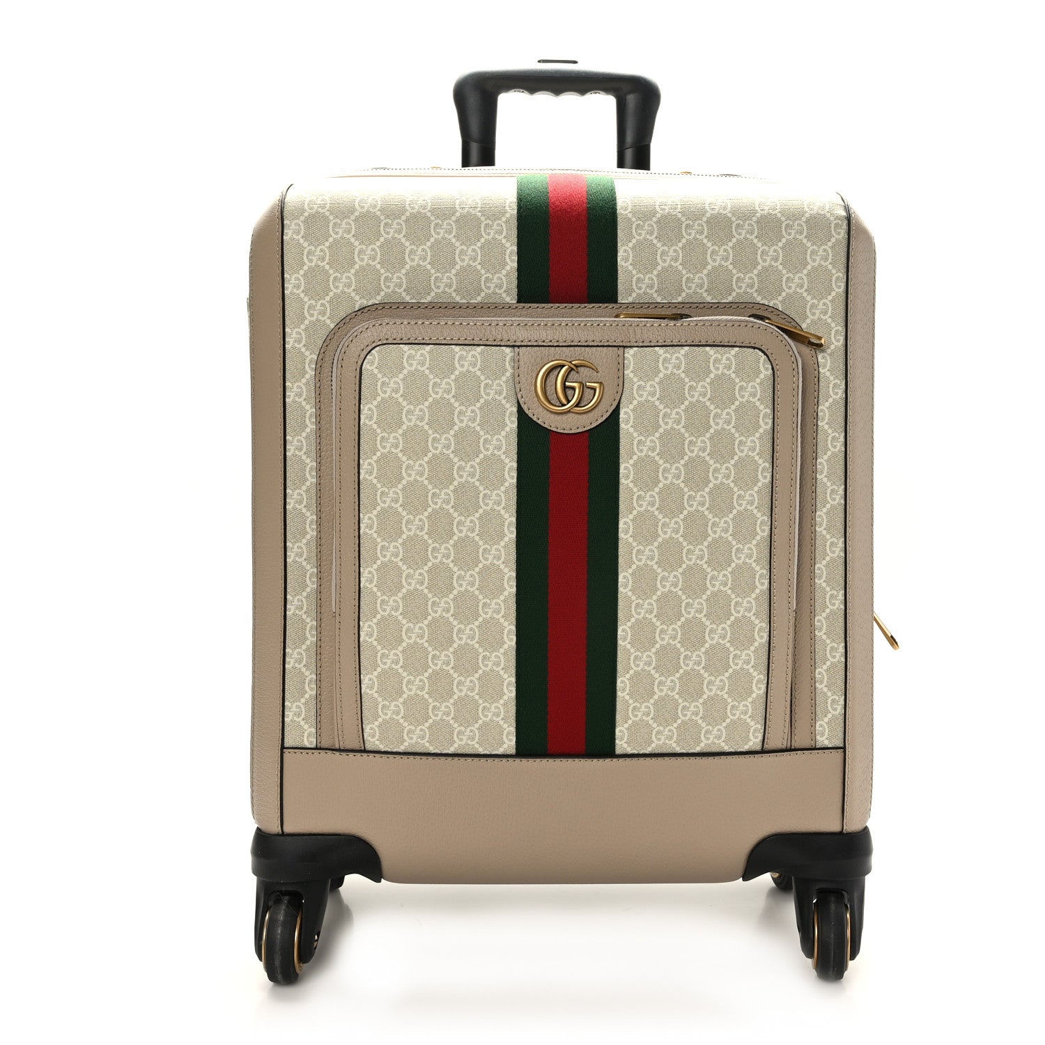 Gucci GG Supreme Monogram Textured Dollar Calfskin Web Small Savoy Cabin Trolley Beige Mystic White Oatmeal 1 of 7