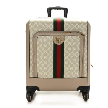 Gucci GG Supreme Monogram Textured Dollar Calfskin Web Small Savoy Cabin Trolley Beige Mystic White Oatmeal 1 of 7