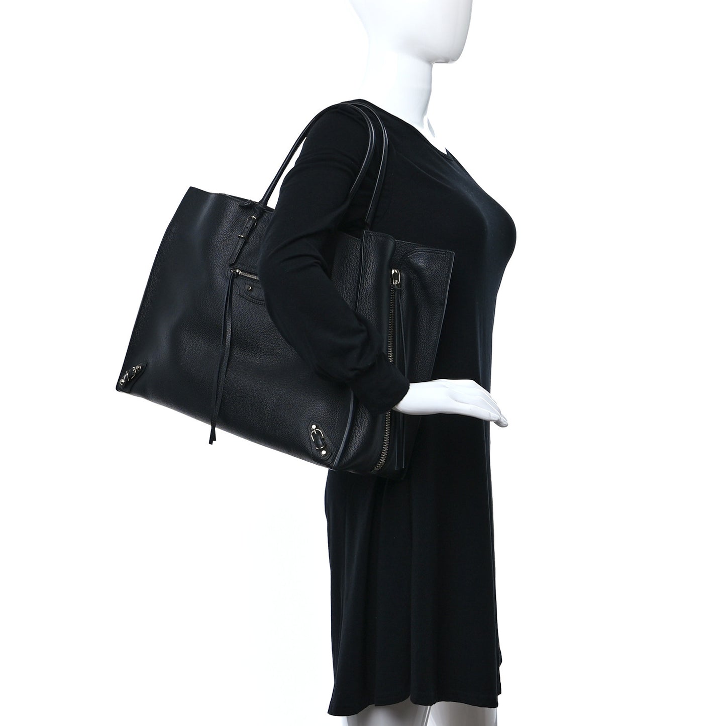 Supple Calfskin Papier A4 Zip Around Tote Black