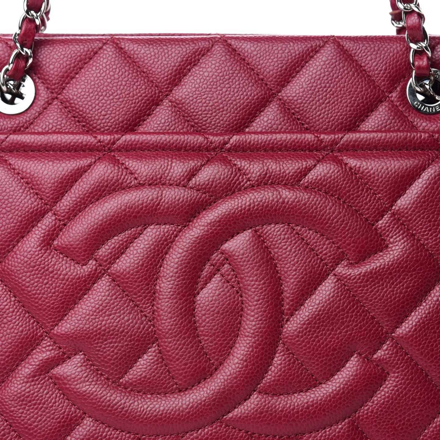 Caviar Quilted Timeless CC Shopping Tote Red