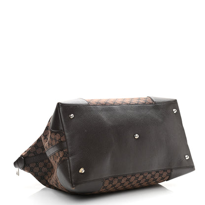 Gucci Denim Monogram Large Tote Dark Brown 4 of 16