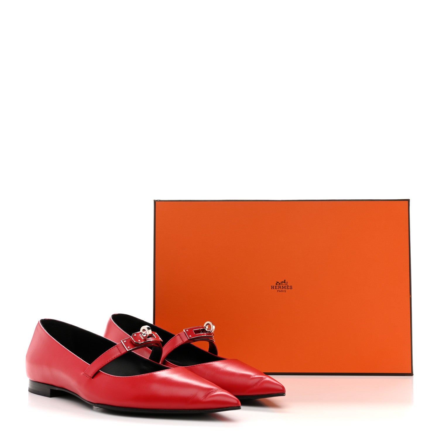Hermes Calfskin Kelly Ballet Flats 36.5 Rouge Vif 1857977