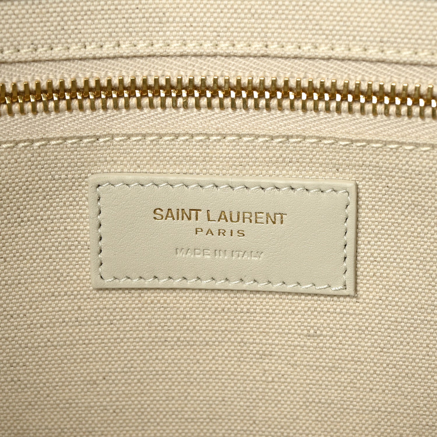 Saint Laurent Linen Calfskin Small Rive Gauche Tote Military Green Blanc Vintage 6 of 8