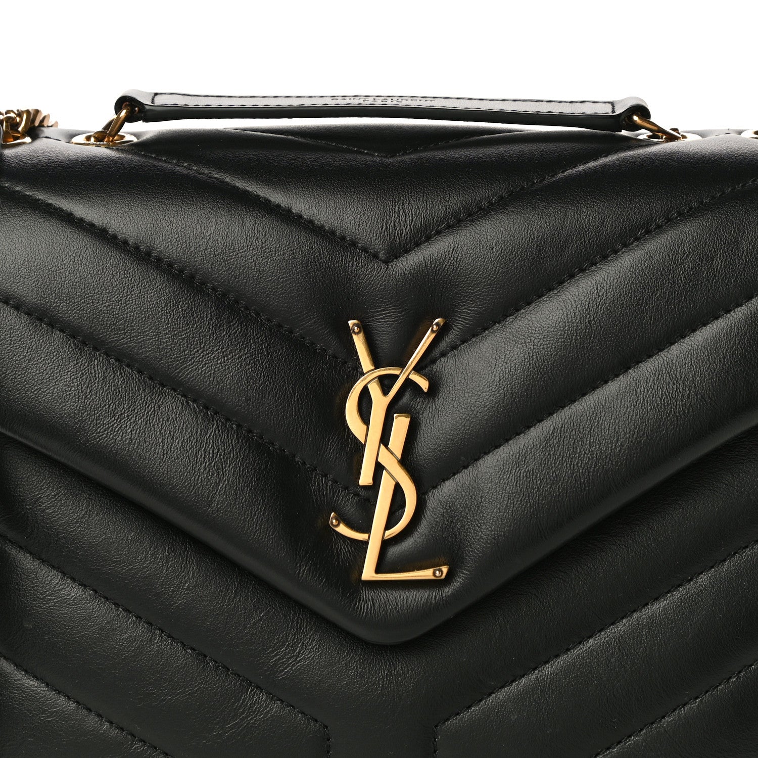 Saint Laurent Calfskin Y Quilted Monogram Small Loulou Chain Satchel Black 7 of 14