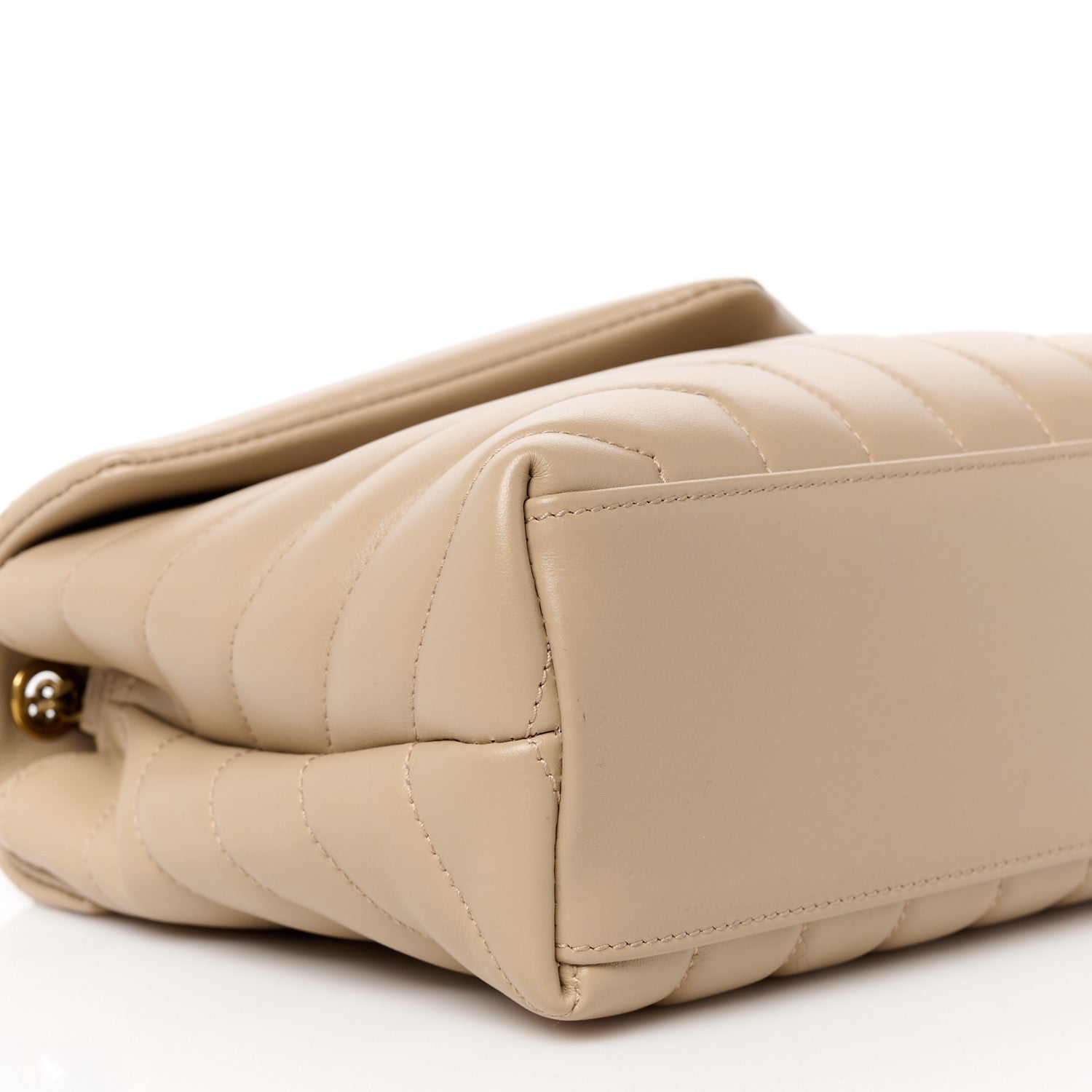 Saint Laurent Calfskin Y Quilted Monogram Small Loulou Chain Satchel Dark Beige 10 of 11
