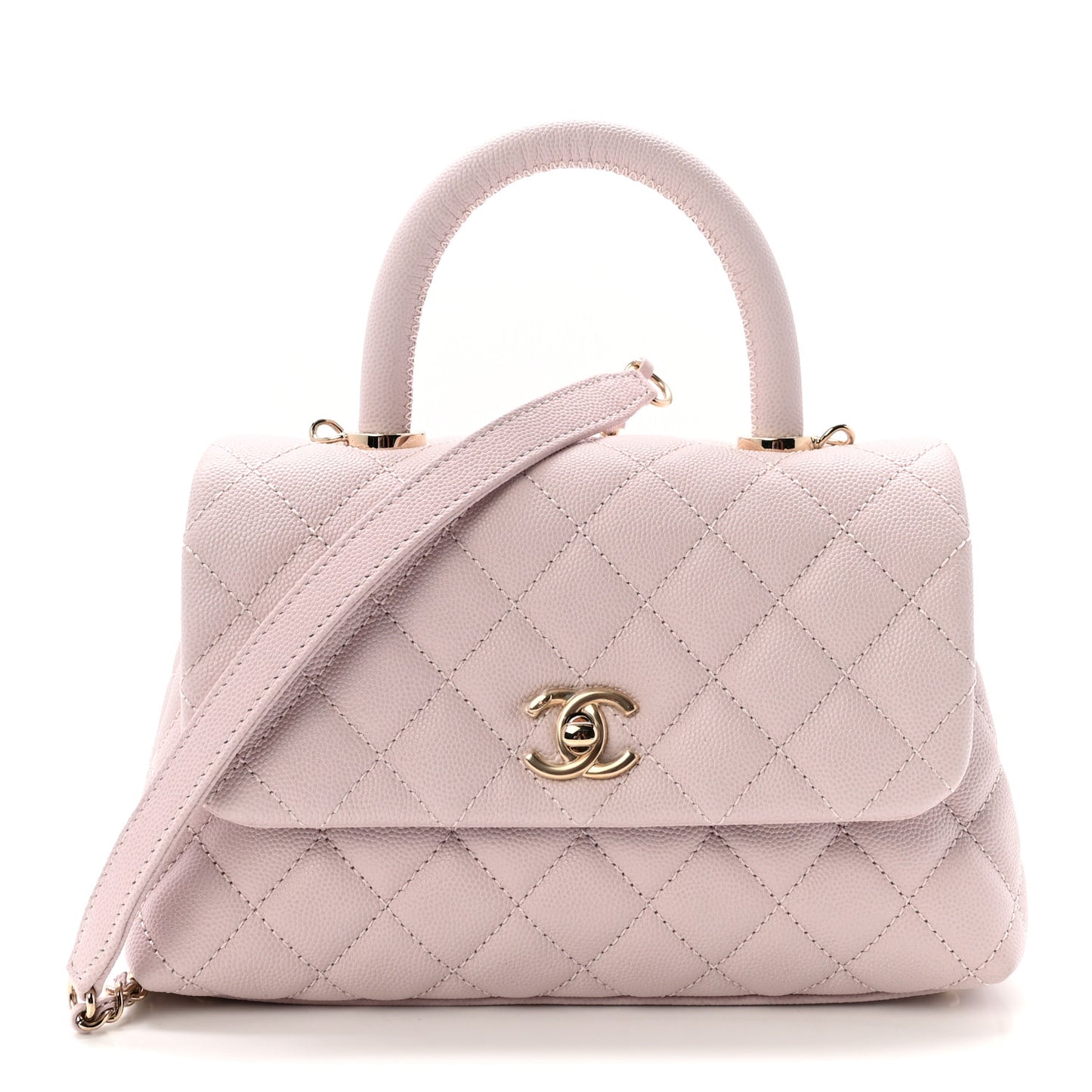 Caviar Quilted Mini Coco Handle Flap Lilac