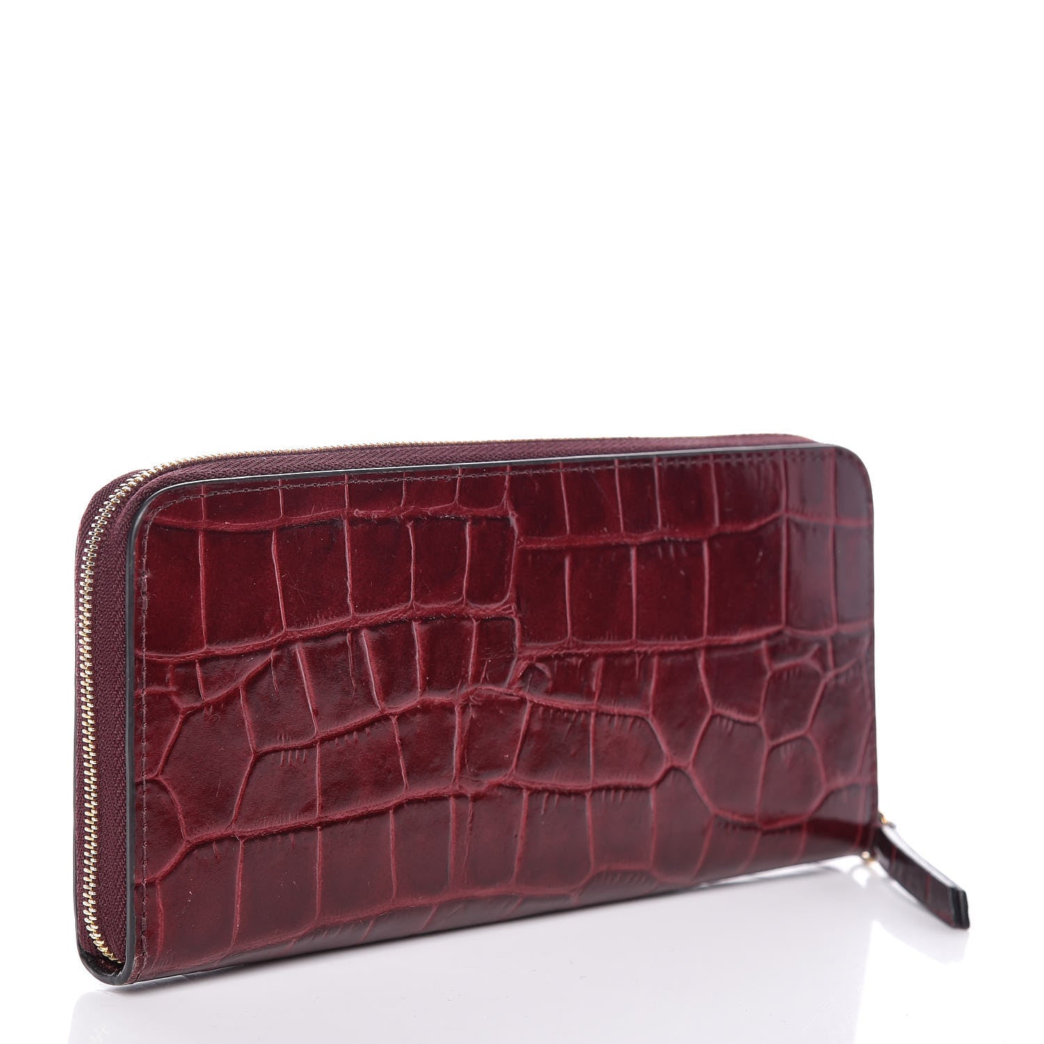 Mulberry Crocodile Embossed Zip Around Wallet Burgundy 3 of 12