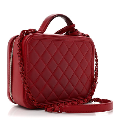 Chanel Lambskin Quilted Medium CC Filigree Vanity Case Dark Red 3 of 25