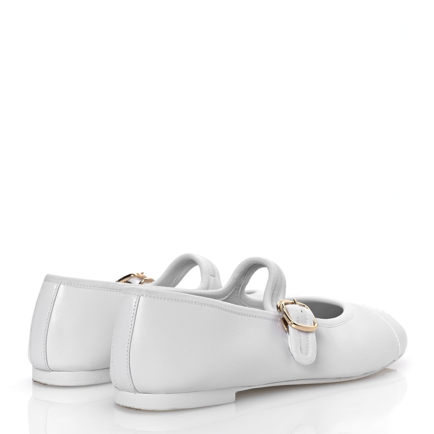Chanel Lambskin Mary Jane Flats 37 White 5 of 13