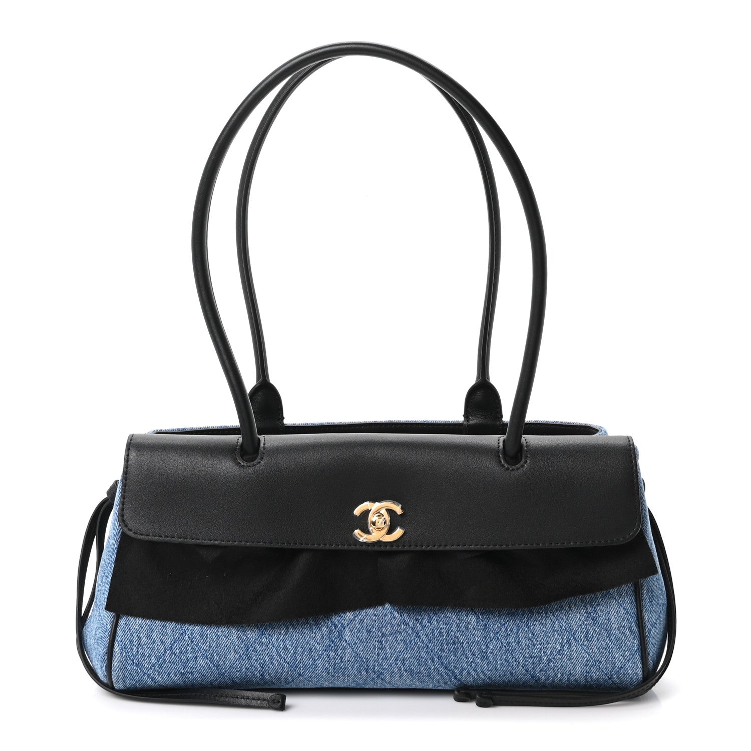 Chanel Calfskin Denim Quilted Urban Essentials Small Shopping Bag  Black Blue 1 of 10
