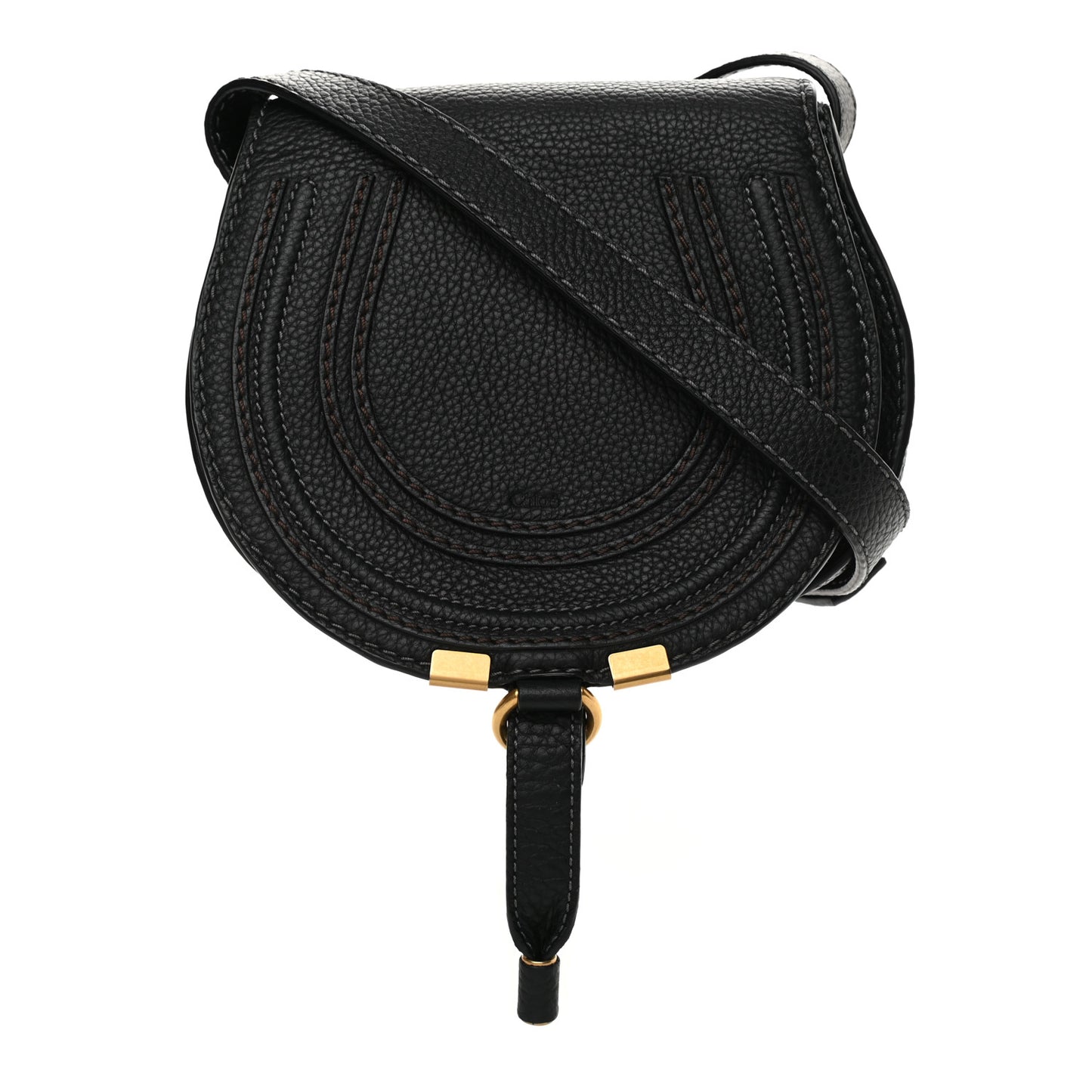Calfskin Mini Marcie Round Crossbody Bag Black