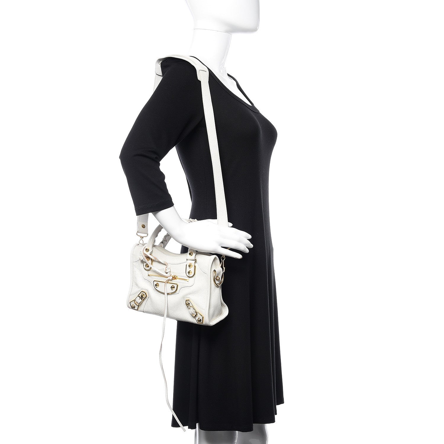 Balenciaga Chevre Gold Metallic Edge Hardware Mini City White 2 of 11