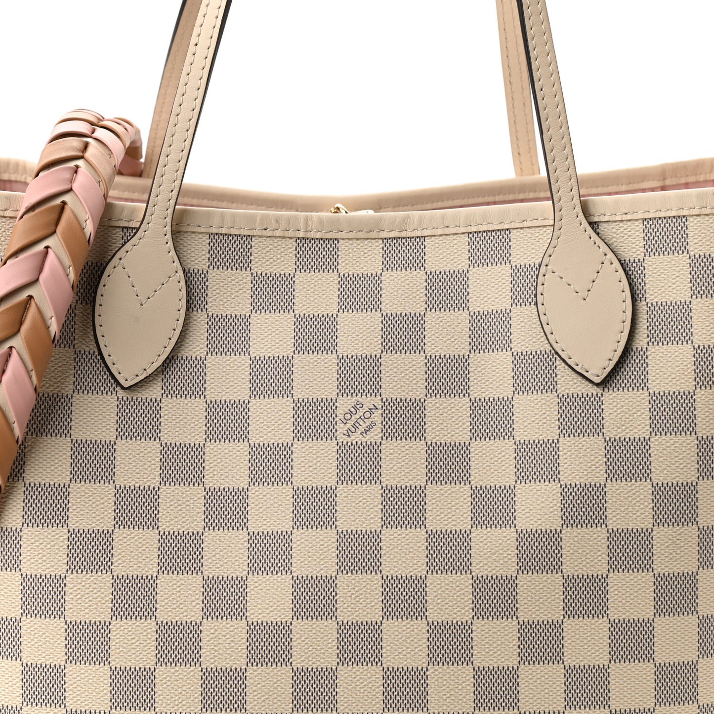 Damier Azur Braided Neverfull MM Pink