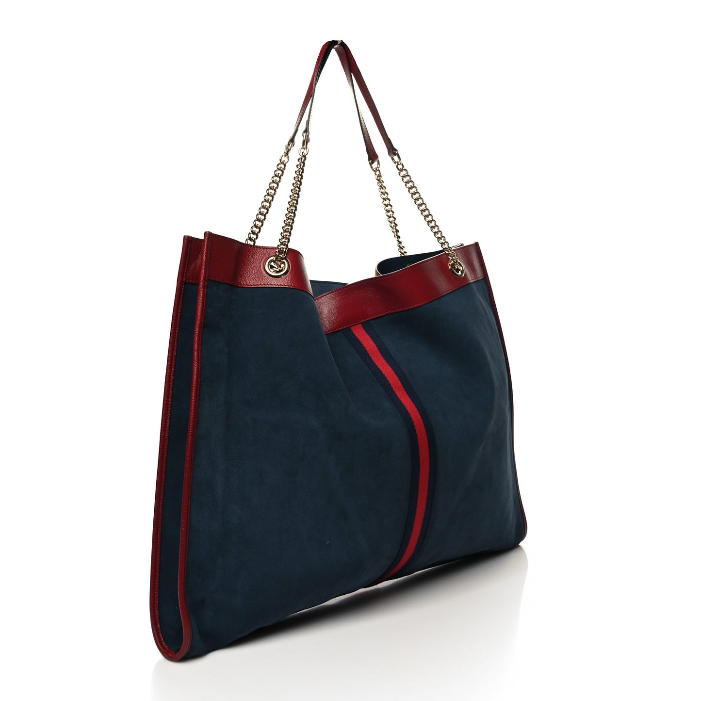 Suede Calfskin Maxi Rajah Chain Tote New Blue Romantic Cherry