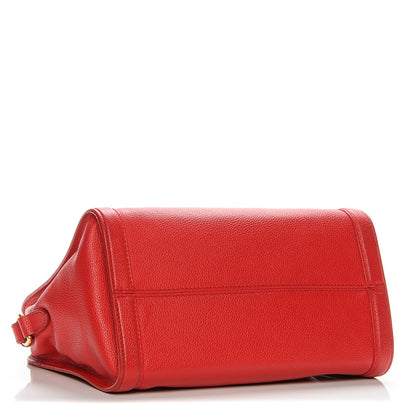 Alexander McQueen Pebbled Calfskin Small Skull Padlock Zip Around Tote Red 4 of 7