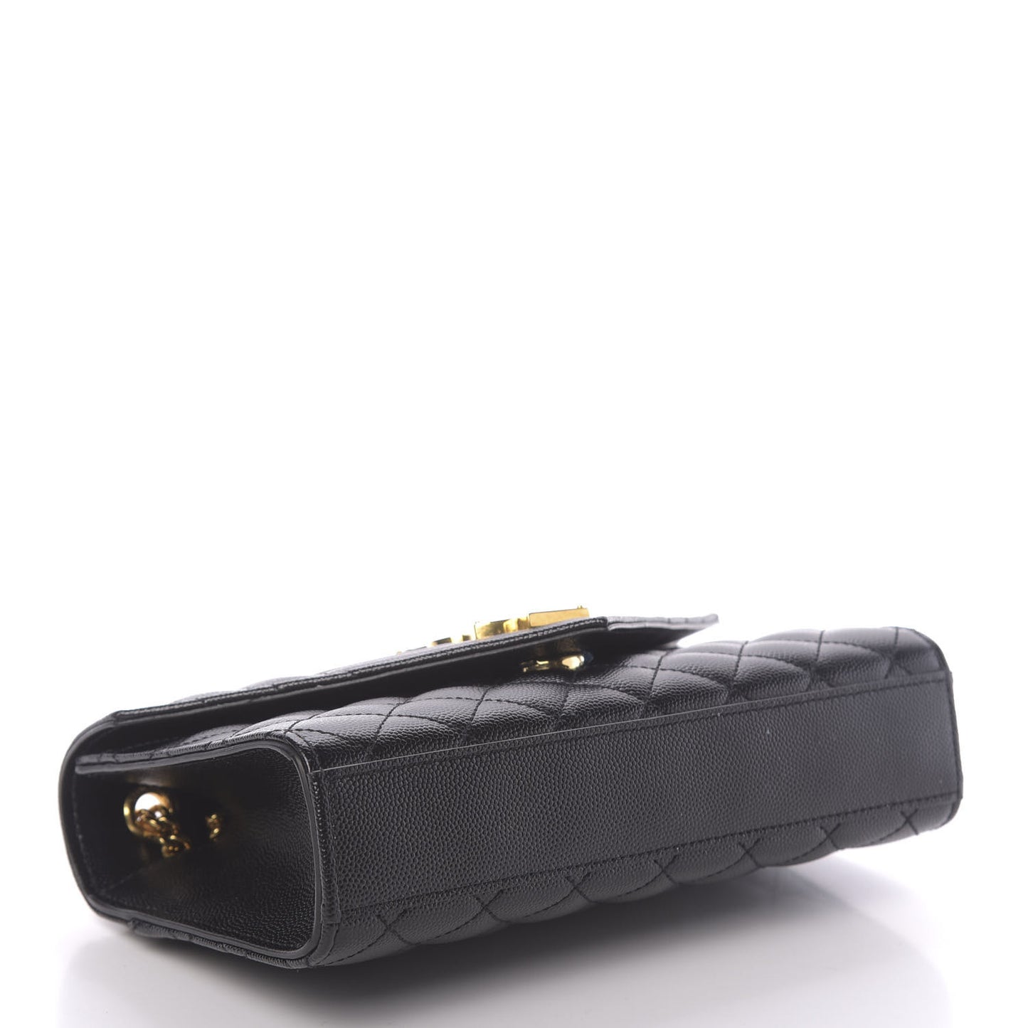 Grain De Poudre Textured Mixed Matelasse Triquilt Small Monogram Satchel Black