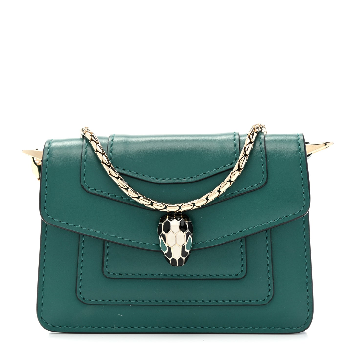 Calfskin Serpenti Forever Miniature Bag Charm Emerald Green