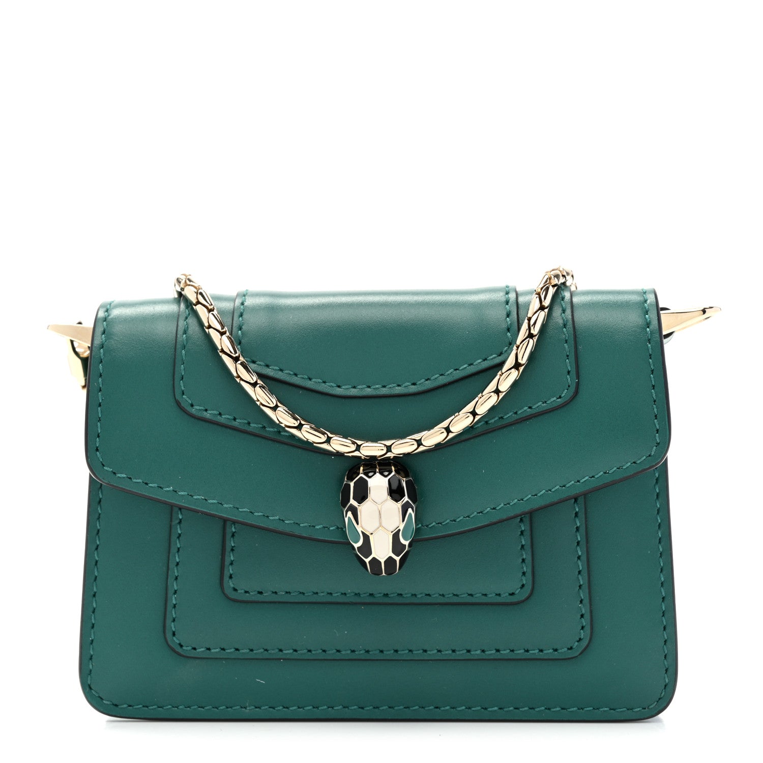 Bulgari Calfskin Serpenti Forever Miniature Bag Charm Emerald Green 1 of 9