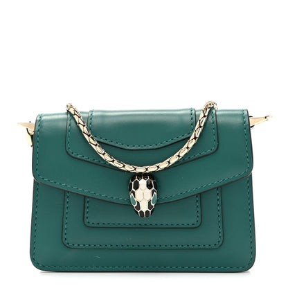 Bulgari Calfskin Serpenti Forever Miniature Bag Charm Emerald Green 1 of 9