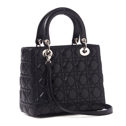 Christian Dior Lambskin Cannage Medium Lady Dior Black 2 of 8