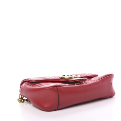 Gucci Calfskin Matelasse Mini GG Marmont Shoulder Bag Hibiscus Red 3 of 10