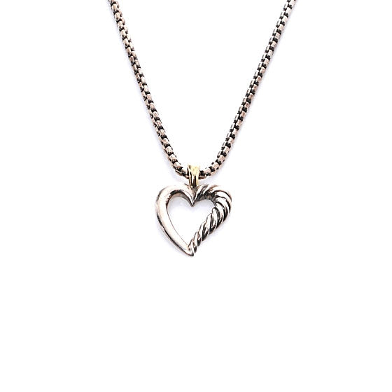 Sterling Silver 14k Cable Heart Necklace