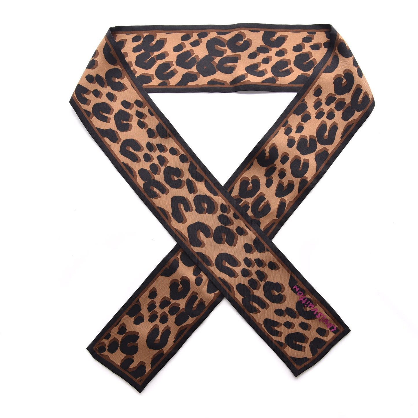 Silk Leopard Bandeau Scarf Marron